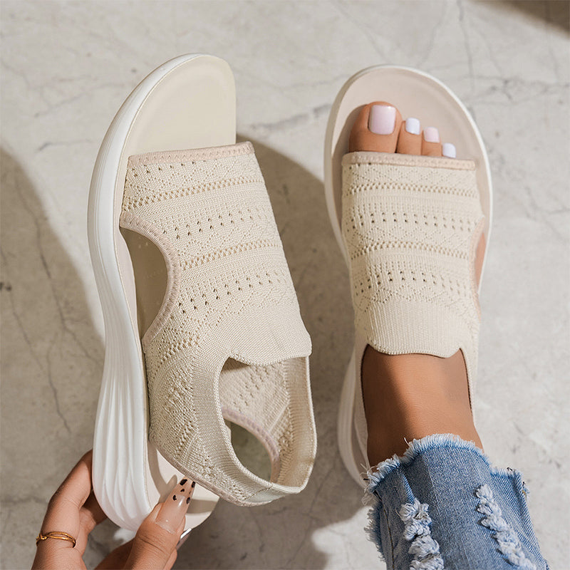 Women's Breathable Platform Sandals - Beige