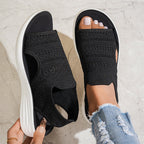 Women's Breathable Platform Sandals - Black