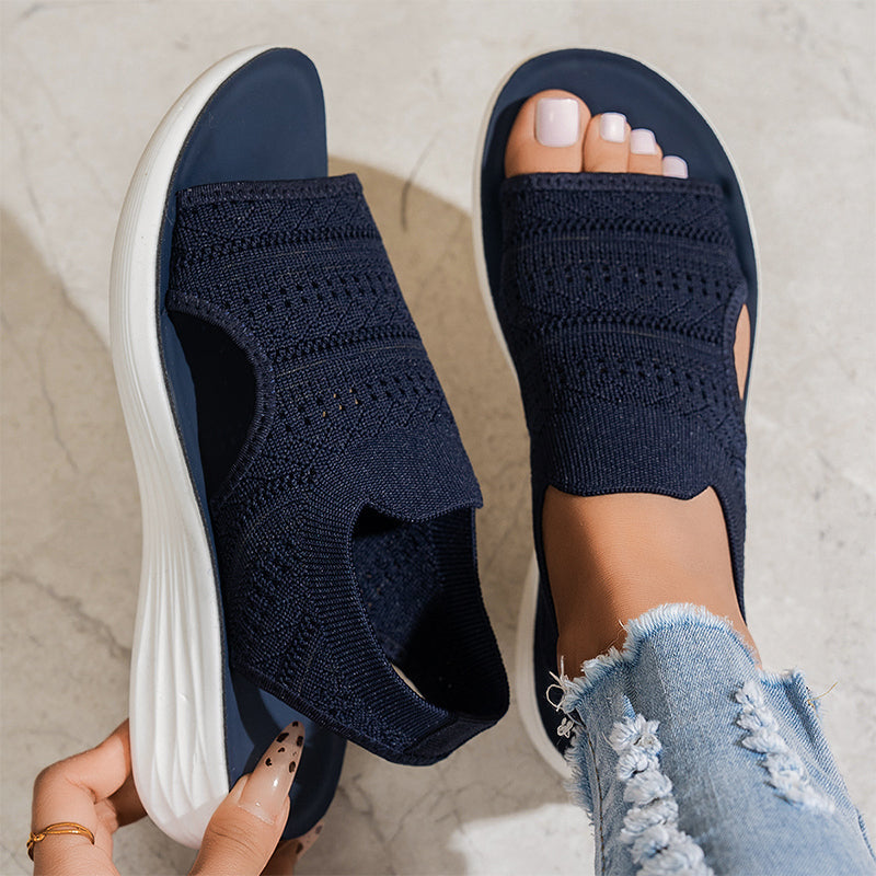 Women's Breathable Platform Sandals - Navy Blue
