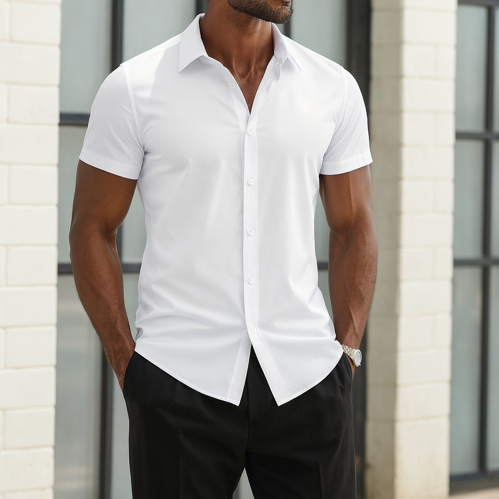 Men's Slim Fit Short Sleeve Dress Shirt