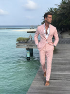 Men's Slim Fit Two-Piece Suit - Light Pink