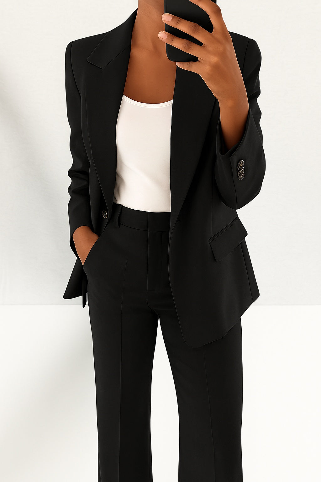 Women's Elegant Skirt Suit Set - Black
