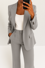 Women's Elegant Skirt Suit Set - Gray