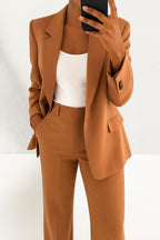 Women's Elegant Skirt Suit Set - Brown