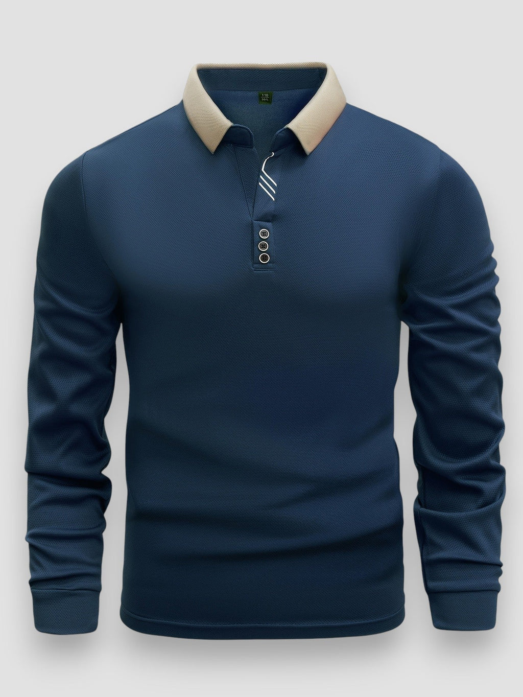Men's Long Sleeve Polo Shirt - Navy Blue