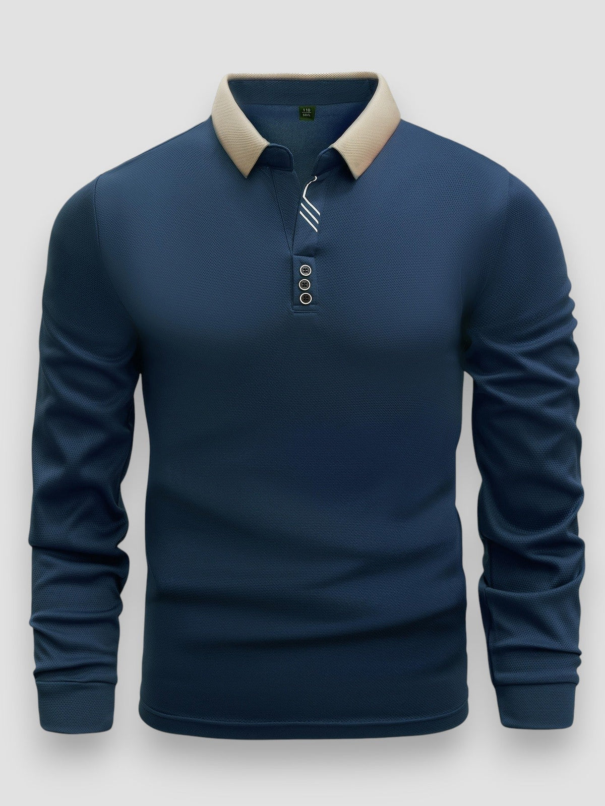 Men's Long Sleeve Polo Shirt - Navy Blue