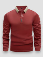 Men's Long Sleeve Polo Shirt - Red
