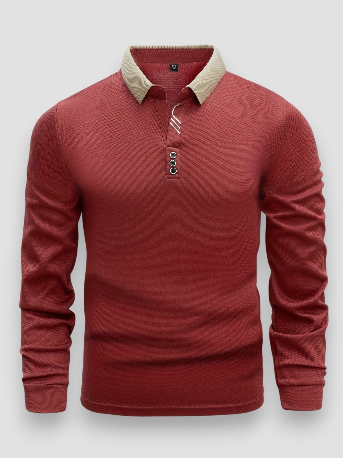 Men's Long Sleeve Polo Shirt - Red