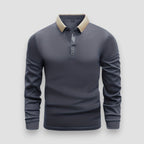 Men's Long Sleeve Polo Shirt - Gray
