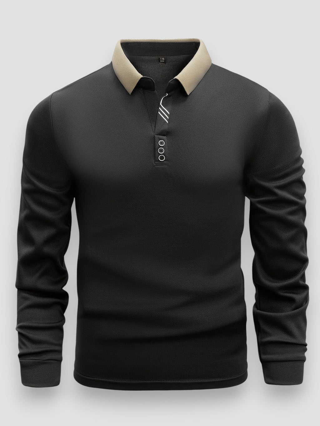 Men's Long Sleeve Polo Shirt - Black