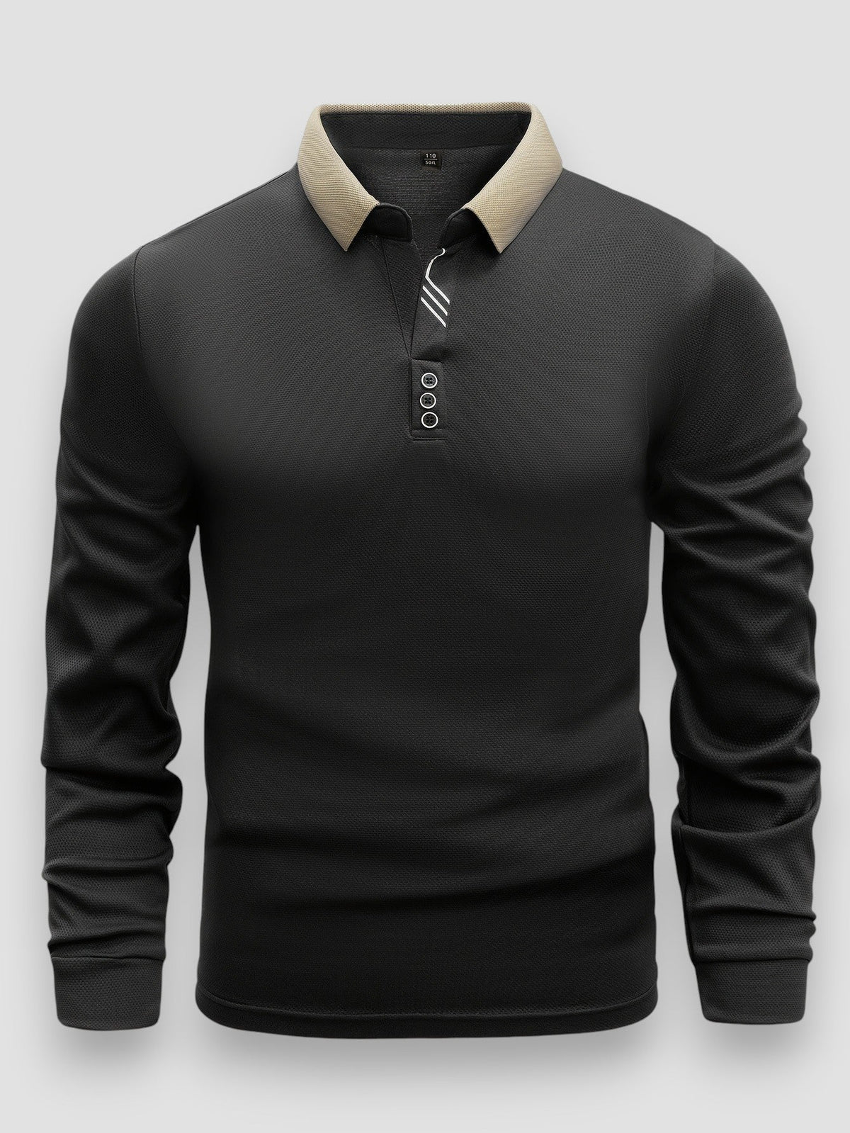 Men's Long Sleeve Polo Shirt - Black