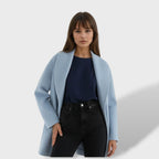 Women's Oversized Wool Coat - Blue