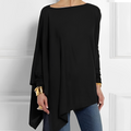 Women's Loose Long Sleeve Blouse - Black