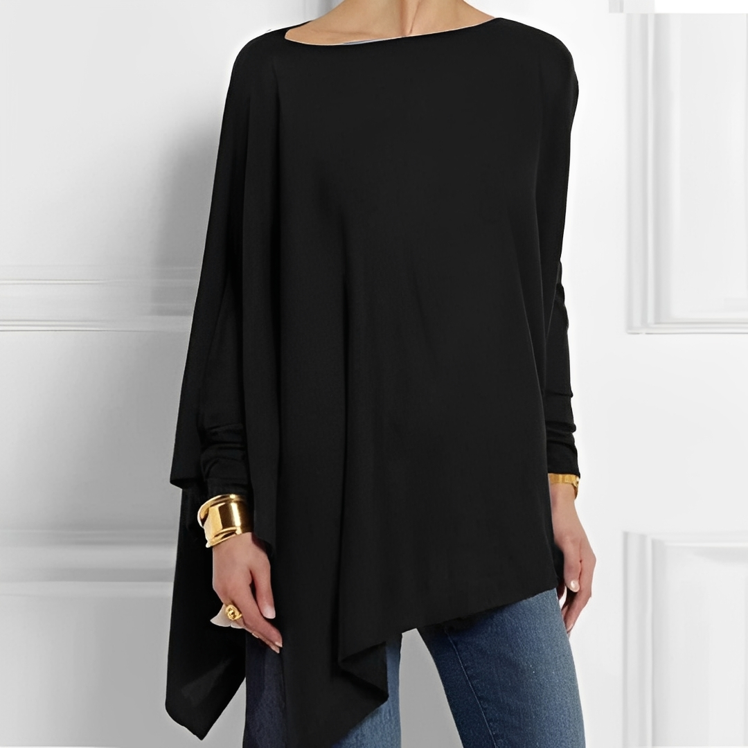 Women's Loose Long Sleeve Blouse - Black