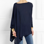 Women's Loose Long Sleeve Blouse - Navy Blue